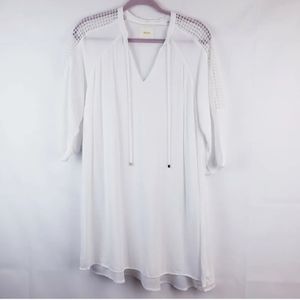 Maeve Anthropologie White Crouchet Sleeve Lined Boho Mini Dress, Size S